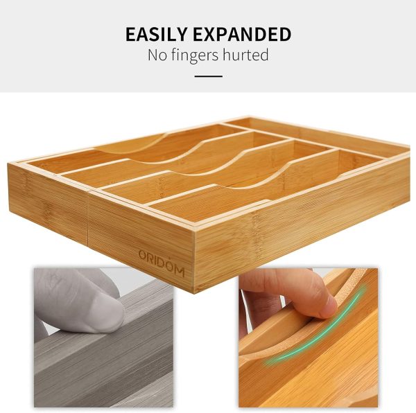 Expandable Bamboo Kitchen Drawer Organizer for Cutlery and Utensils, Adjustable Bamboo Wood Cutlery Tray in Drawer for Flatware and Silverware in Kitchen, (Natural) - Image 5