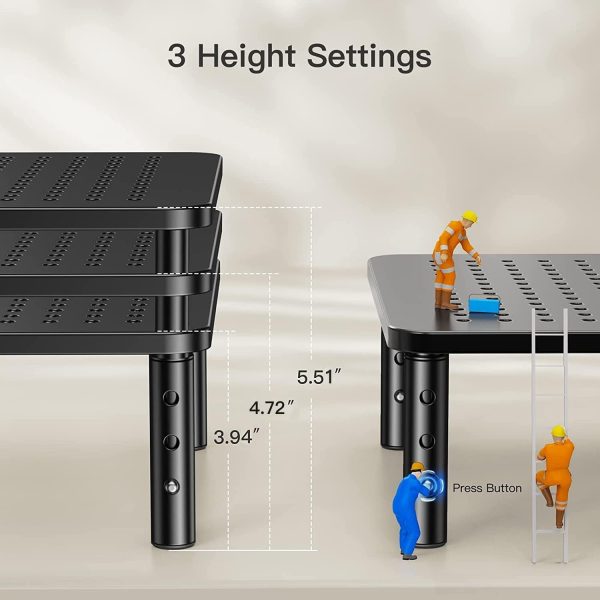 HUANUO Monitor Stand, Monitor Stand Riser 3 Height Adjustable, Monitor Riser with Airflow Vents, Laptop Stand for Desk, Laptop Riser, Desk Organizer for Monitor, 15.6" Laptop, PC, Printer - Image 3