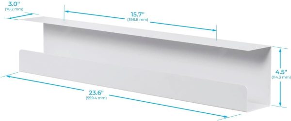 Monoprice Under Desk Cable Tray - Steel with Power Supply and Wire Management - Workstream Collection White - Image 2