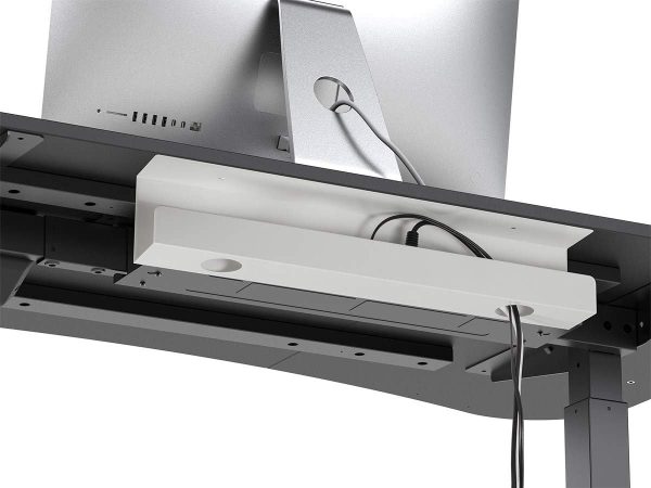 Monoprice Under Desk Cable Tray - Steel with Power Supply and Wire Management - Workstream Collection White - Image 6