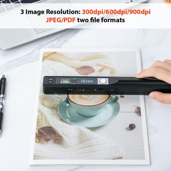 Portable Scanner, Photo Scanner for A4 Documents, Handheld Scanner for Business, Photo, Picture, Receipts, Books, JPG/PDF Format Selection, UP to 900 DPI, with 16G SD Car - Image 4