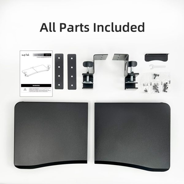 Keyboard Tray Under Desk Pull Out with Adjustable 45° C Clamp for L Shaped Desk, Computer Keyboard & Mouse Tray, 25.6 (30 Including Clamps) x 11.8 inch, Black, DSF1R - Image 9