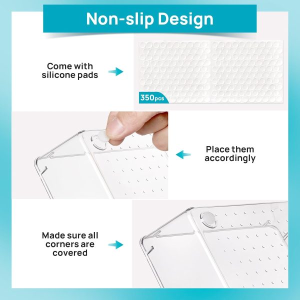 Vtopmart 72 PCS Clear Plastic Drawer Organizers Set, 4-Size Versatile Bathroom and Vanity Organizer Trays, Non-Slip Storage Containers for Makeup, Jewelries, Bedroom，Kitchen Utensils and Office - Image 7